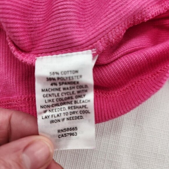 Melrose and Market Womens Size Medium Pink Micro Rib Long Sleeve Tee T-Shirt - Picture 6 of 6